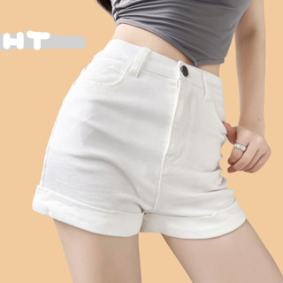  Quần jean short nữ chất kaki giả Jeans thiết kế đơn giản kaki trơn dễ phối đồ Lưng Cao co giãn quần đùi bò  Shop3 