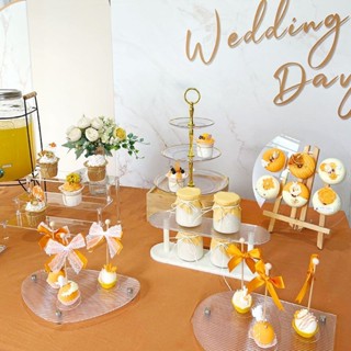 Acrylic Món Tráng Miệng Bàn Trưng Bày Đứng Bánh Trang Trí Tiệc Cưới Tiệc Sinh Nhật Bánh Ngọt Đĩa Ăn Lạnh Trà Bộ Bàn Khay Bánh