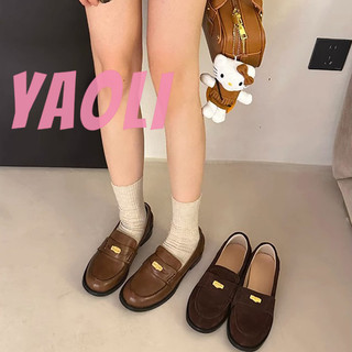 Giày da phong cách mới YAOLI dành cho nữ có khóa kim loại lười biếng đế phẳng