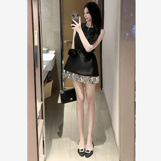 Đầm thắt lưng hoa ba chiều phong cách nổi tiếng kiểu Pháp cao cấp + Váy sequin sang trọng thời trang dành cho nữ