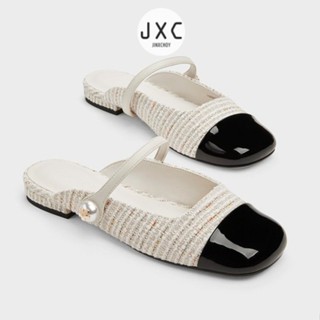 Dép đế bệt màu sắc phong cách Hàn Quốc PU mũi thấp che phủ giữa miệngdép quai hậu nữ dép nữ quai ngang