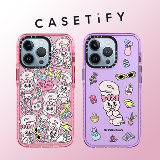 Casetify Nhãn dán thỏ màu hồng dễ thương Vỏ điện thoại TPU cho iPhone 15 Pro Max 14 ProMax plus 13 12 12Pro 12PM 11PRO XR Vỏ viền mềm điện thoại chống sốc Vỏ bảo vệ điện thoại di động