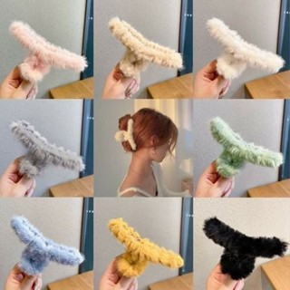  Kẹp tóc càng cua phối lông phong cách Hàn Quốc phụ kiện cỡ size lớn hottrend cho nữ đẹp LAGU Accessories 
