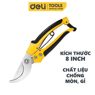 Kéo Cắt Cành Lưỡi Thép Deli Cao Cấp - Kích Thước 8 Inch, Tay Cẩm Chống Trơn Trượt, Dễ Dàng Sử Dụng