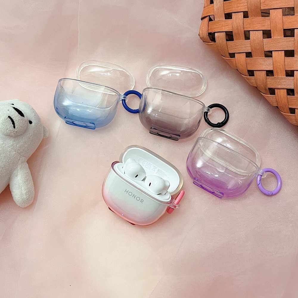 Ốp Lưng Tối Giản Có Nhẫn Cho Tai Nghe Honor Earbuds X6 Chống Nước Di Động TPU Bảo Vệ Trong Suốt Màu 