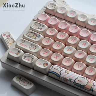 xiaozhubangchu Keycap heo con màu hồng MOA chiều cao PBT keycap năm mặt thăng hoa dễ thương tùy chỉnh cá tính