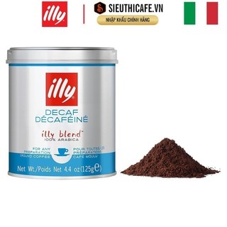 Cà phê bột illy coffee decaffeinated medium roasted- 125gr ground, 100% Arabica hảo hạng, Rang vừa