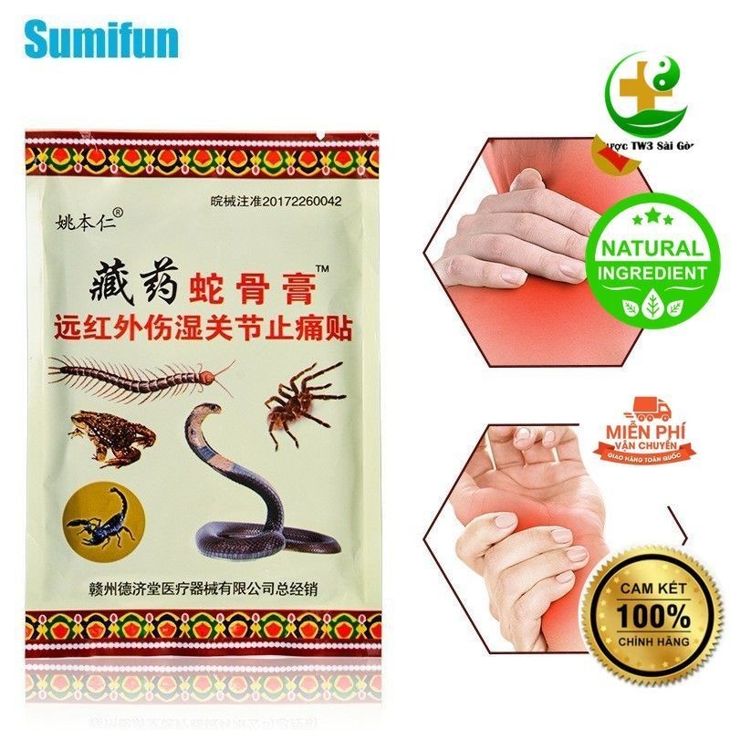 8 Miếng Cao Dán Đau Lưng, Đau Cổ, Đau Khớp, Đau Vai, … thành phần cao bò sát và thảo dược