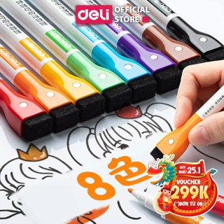  Bút lông Deli Leng Keng viết trên nhiều bế mặt nhiều màu bút dạ VIẾT BẢNG TRẮNG 8 màu xoá được cao cấp an toàn 