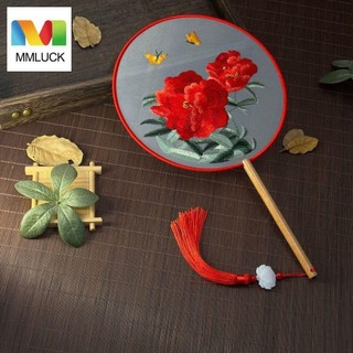 Quạt Lụa Cầm Tay Thêu Hoa Phong Cách Trung Hoa Cổ Điển