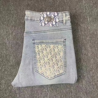 Dior Cao Đàn Hồi Thẳng Chân Mỏng Thêu Rơi Quần Jean Thời Trang Chân Nhỏ Chân Thẳng Đa Năng Hợp Thời Trang Quần Phong Cách Thu Đông