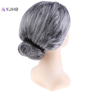 [Yjh8] Bà Già Bà Nội Màu Xám Tóc Giả Bun Tóc Lớn Mẹ Lạ Mắt Trang Phục Mới