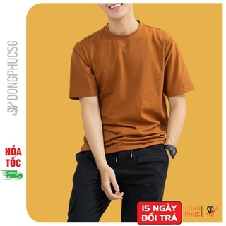 Áo thun trơn màu nâu phông unisex nam nữ ulzzang cổ tròn basic thun cotton 4 chiều mềm mịn