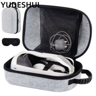 YUDESHUI Mang theo, Túi đựng kính VR cầm tay chống sốc, Du lịch chuyên nghiệp Hộp bảo vệ nỉ dung tích lớn cho Meta Quest 3