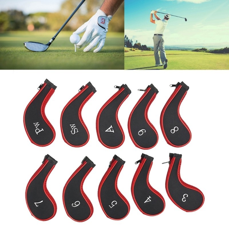 [CH *] 10Pc Vải Lưới Chống Thấm Nước Golf Putter Cover Golf Iron Head Cover Club Cover Iron Head Cov