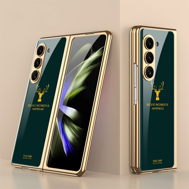 Họa Tiết Kính Cường Lực Dành Cho Samsung Galaxy Z Fold 5 Ốp Lưng Mạ PC Khung Cứng Cho Z Fold5 Fold 4