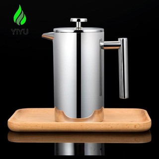 Yiyu bấm cà phê, máy pha cà phê inox 350ml, hộ gia đình đôi tường hướng dẫn sử dụng ấm trà pháp cafe