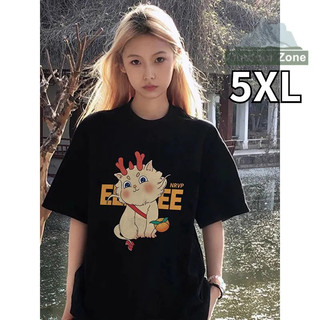 Áo thun ngắn tay 100% Cotton nữ xuân hè 2024 năm rồng dáng rộng