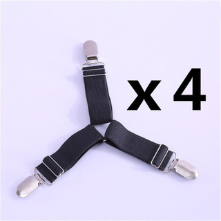 【FEELING 】Adjustable Sheet Clips 4 pack Elastic Cover Blanket Grippers Bed Sheet Fasteners
