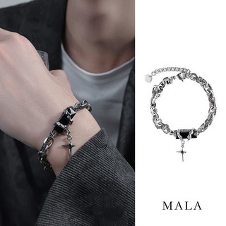 Vòng tay MAYEBE LAVEND bọc thép không gỉ mới Ngọc đen Cross Titan Steel Unisex Vòng tay