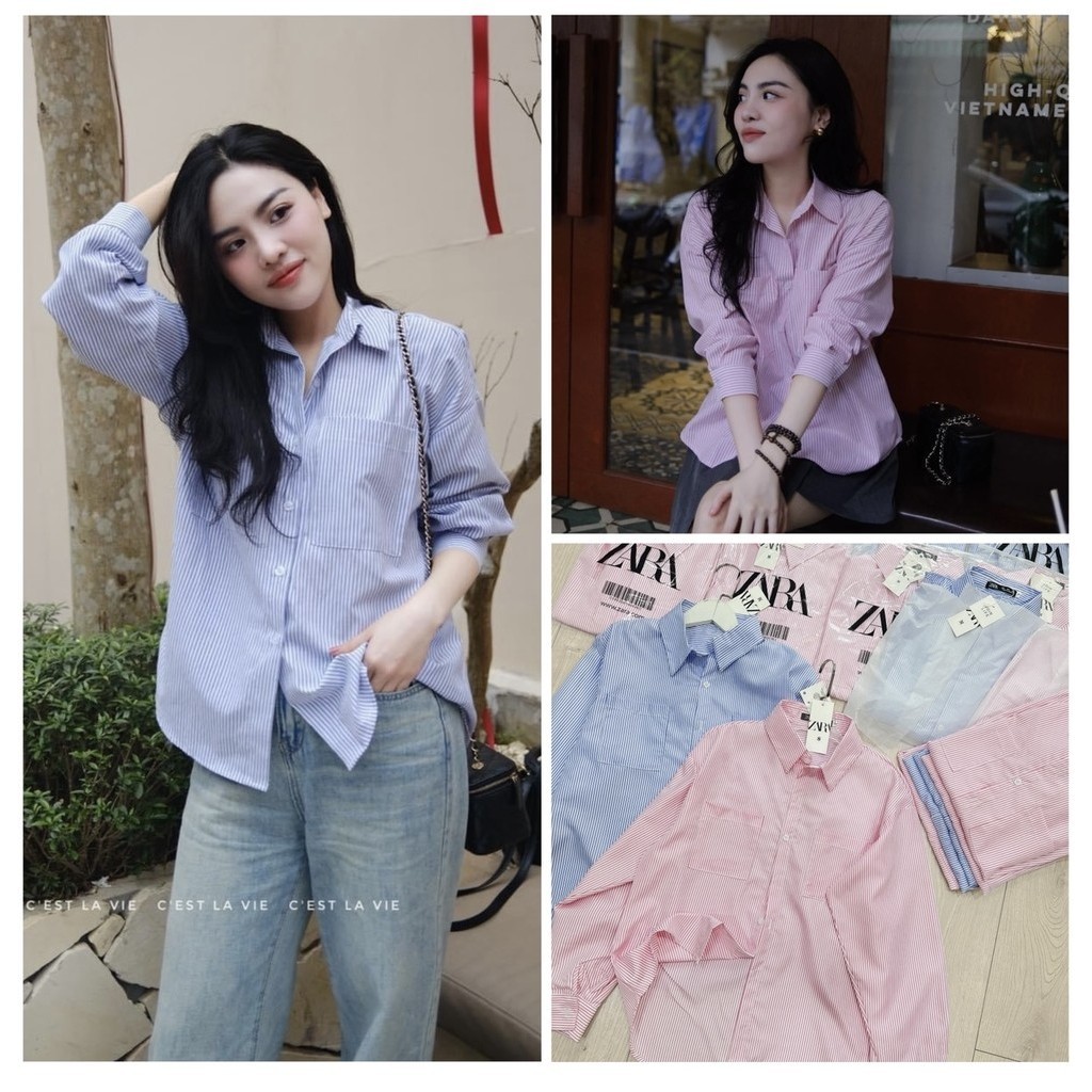 ✨BÁN SỈ✨ A079- ÁO SƠ MI Z KẺ 2 TÚI HAI MẦU ☘️