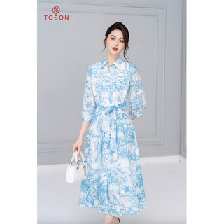 Đầm thô đũi xanh, cổ đức dáng dài 42960X64 Toson