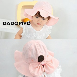 Mũ xô cotton DADOMYD đính nơ chống tia UV chống nắng cho bé gái 2-4 tuổi