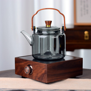 Ấm thủy tinh pha trà quai gỗ có lõi lọc thủy tinh 1000 ml