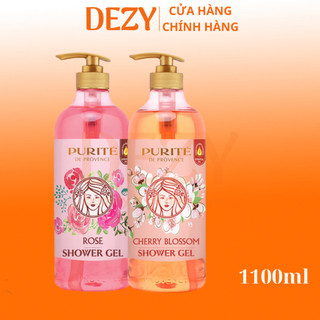 Sữa tắm thiên nhiên purité 1100ml hương hoa hồng / anh đào - purite dưỡng ẩm mềm mịn da giúp da sáng mịn thơm mát dezy