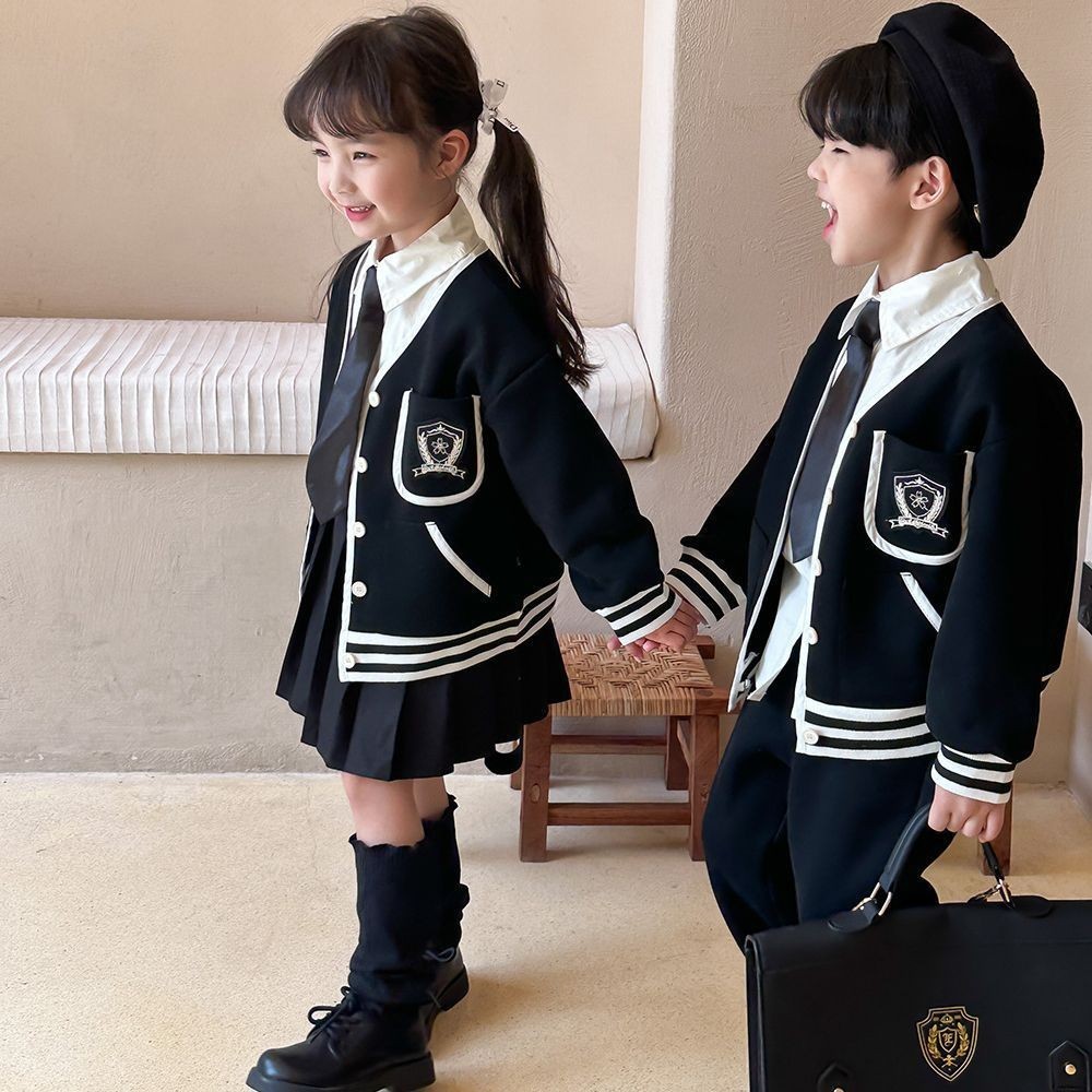 Đồng Phục Bóng Chày Trẻ Em 2024 Phong Cách Preppy Huy Hiệu Jk Áo Khoác Trung Nhỏ Đồng Phục Trẻ Em