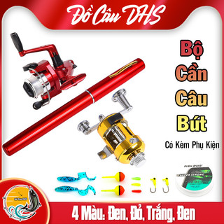 Bộ cần câu bút gấp gọn có phụ kiện bỏ túi dài 1m, cần câu mini, cần câu hình bút đầy đủ phụ kiện - đồ câu dhs