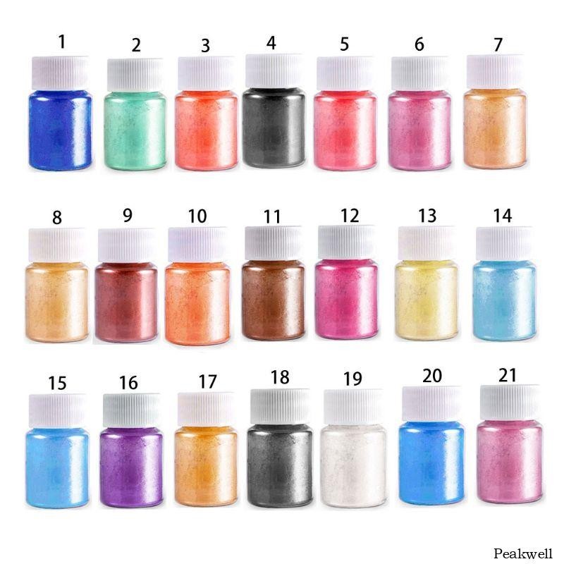 Peak 21 Màu Bột Mica Epoxy Resin Colorant Dye Pearl Pigment Bột Mica tự nhiên