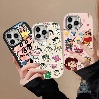 Ốp Điện Thoại Silicon Macaron Tương Thích Cho iPhone 11 12 XR 15 14 13 Pro Max Cho iPhone 7 8 SE2020 X Xs Max 6 6s Plus Phim Hoạt Hình Dễ Thương Crayon Shin-chan Vỏ Mềm Ống Kính Mạ Điện