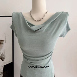 Salty&Sweet store áo phông áo thun nữ croptop baby tee xu hướng Cổ điển Xu hướng Minimalist WTX24401E5 14Z240403