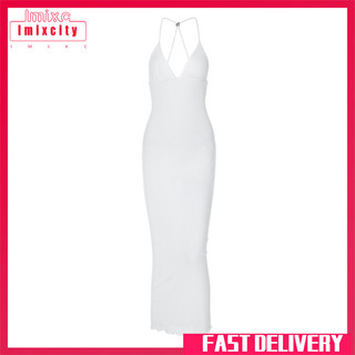 Imixcity Nữ Cổ Chữ V Váy Mùa Hè Không Tay Bướm Mở Lưng Chắc Chắn Đầm Maxi Hợp Thời Trang Bodycon Sheer Tulle