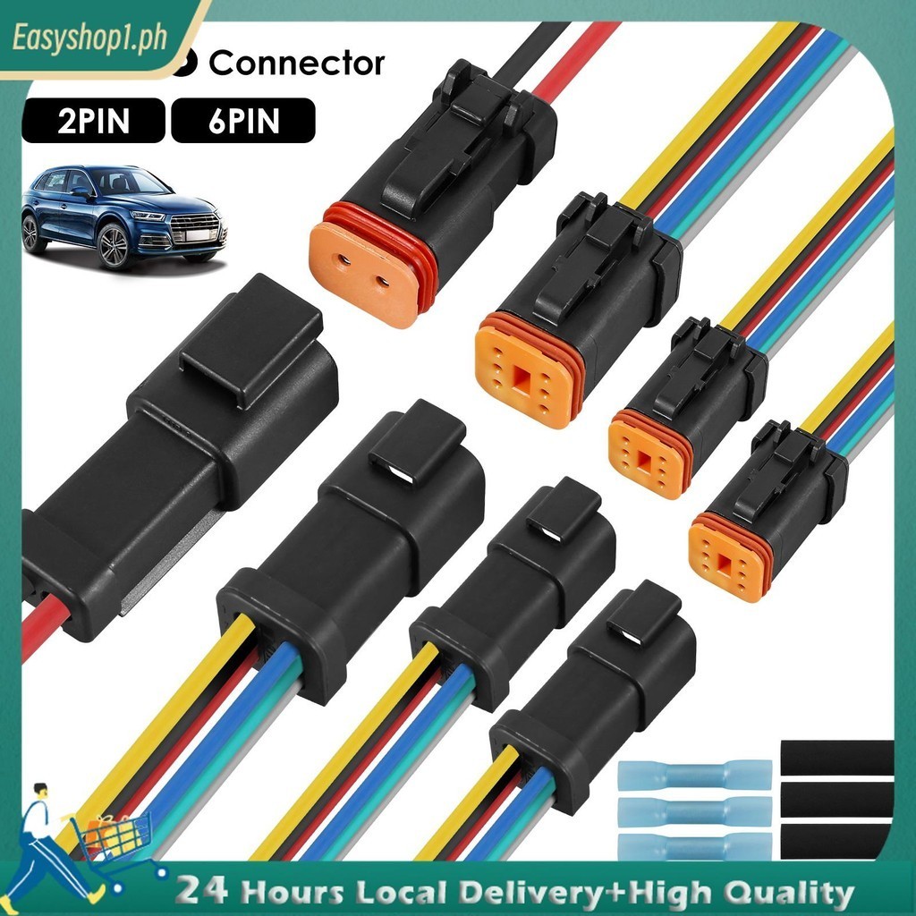 6 Bộ Đầu Nối Dây 2 Pin / 6 Pin Đầu Nối IP68 Dây Chống Thấm Nước Có Ống Co Nhiệt Cho Xe Tải SHOPTKC79