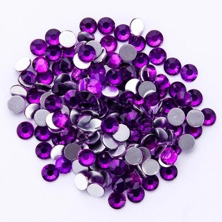 2024 Mới Tím Pha Lê Không Nóng Cố Định Kim Cương Giả Thủy Tinh Strass Không Hotfix Kim Cương Giả DIY Trang Trí SS6-SS30