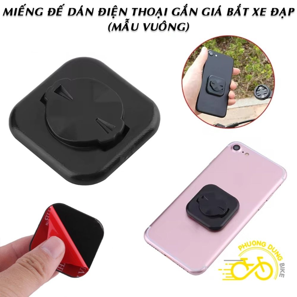 Miếng đế dán điện thoại gắn cho xe đạp (Mẫu Vuông)