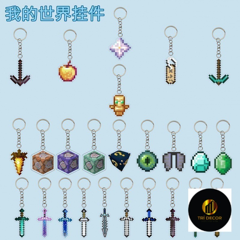 Minecraft Totem của bất tử vàng Apple Acrylic Mặt dây chuyền Keychain trò chơi phụ kiện Acrylic Ba l