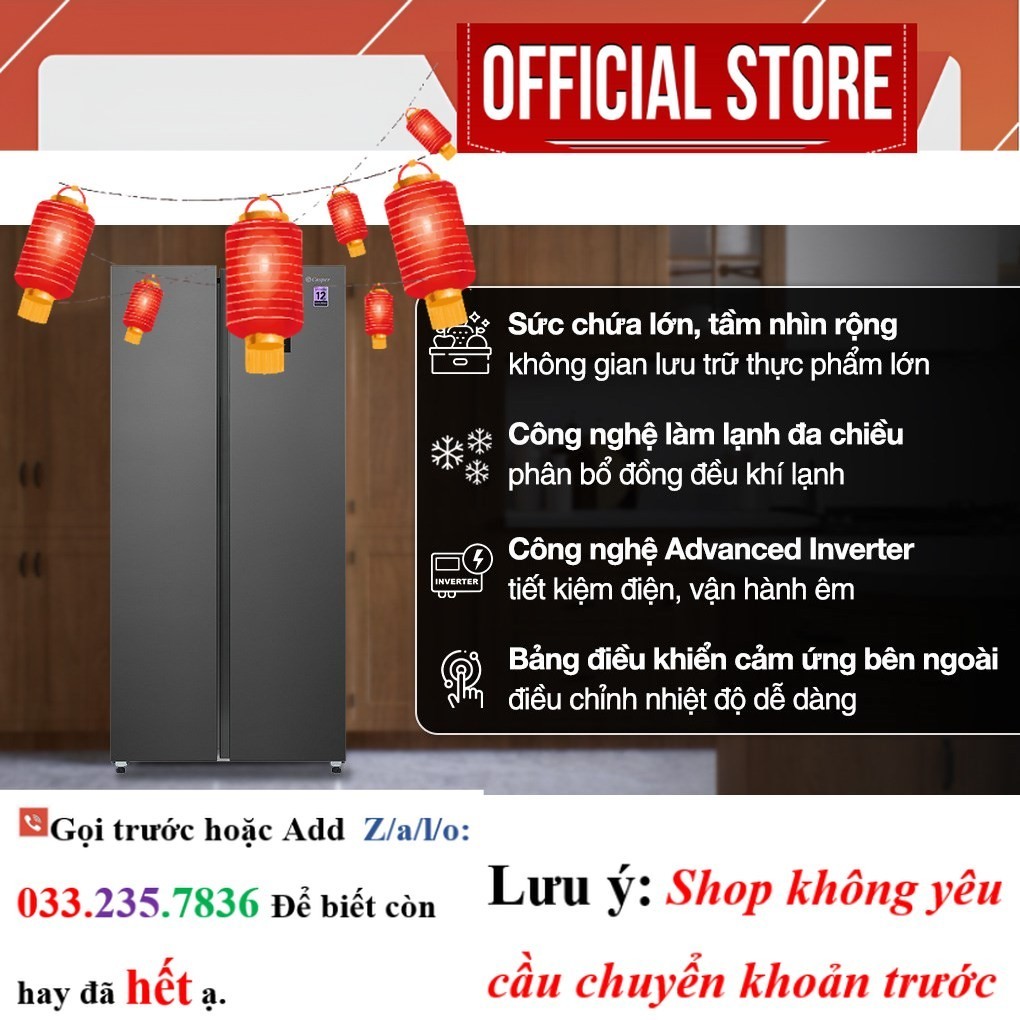 Tủ lạnh Casper Inverter 458 lít Side By Side RS-460PG <NeW>