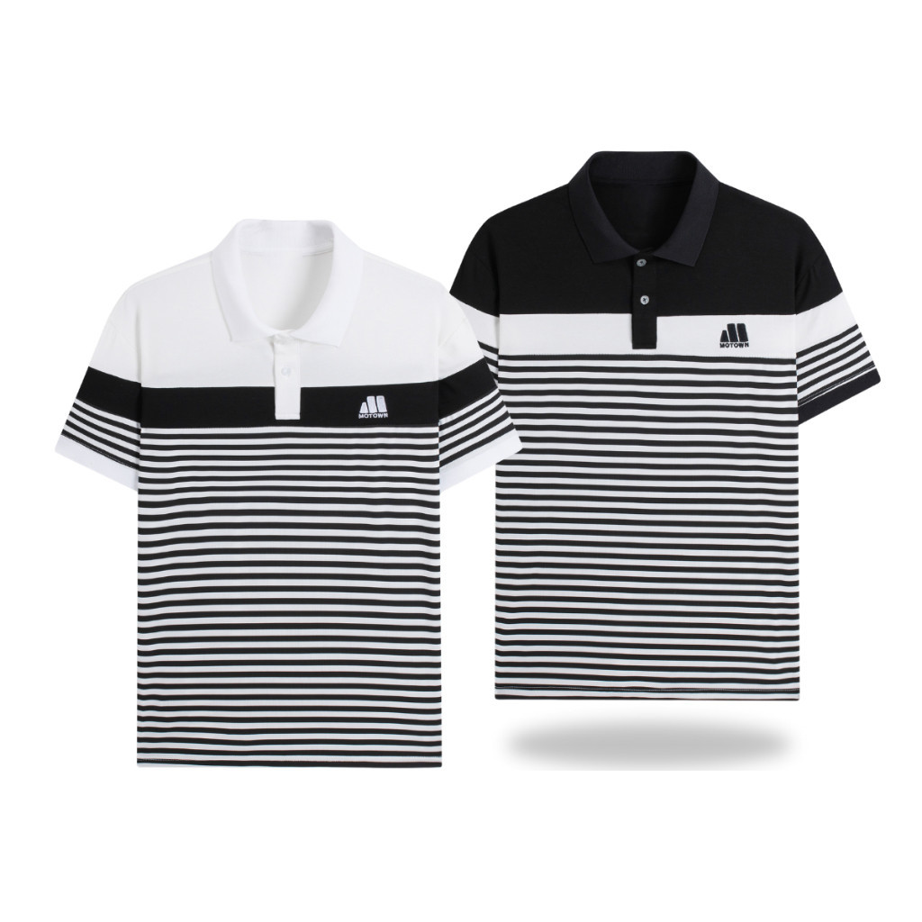 Áo polo sọc MOTOWN, áo thun sợi siêu mịn K7 dệt kim mỏng co giãn 4 chiều thoải mái, sang trọng trưng
