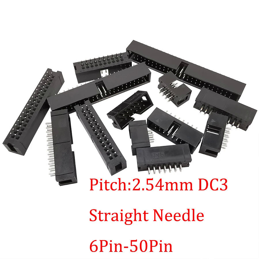 10 Cái 2.54mm DC3 6P 8P 10P 14P 16P 20P 26P 30P 34P 40P 50P Ổ Cắm Hộp Header ISP Nam Thẳng Pin Heade