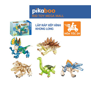 Đồ chơi lắp ráp xếp hình 3D khủng long Pikaboo, chất liệu nhựa ABS cao cấp, an toàn kích thích tư duy sáng tạo cho bé
