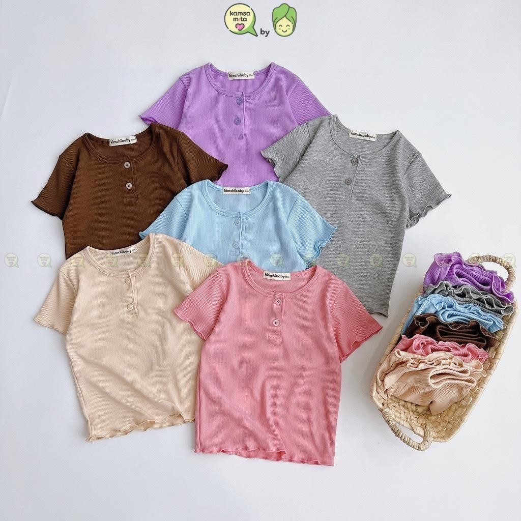 Đồ Bộ Cho Bé Gái KIMCHIBABY Vải Thun Tăm Lạnh Bèo Nhún Đính Cúc Ngực, Bộ Đồ Cho Bé Mặc Đi Chơi, Đi Học KC308