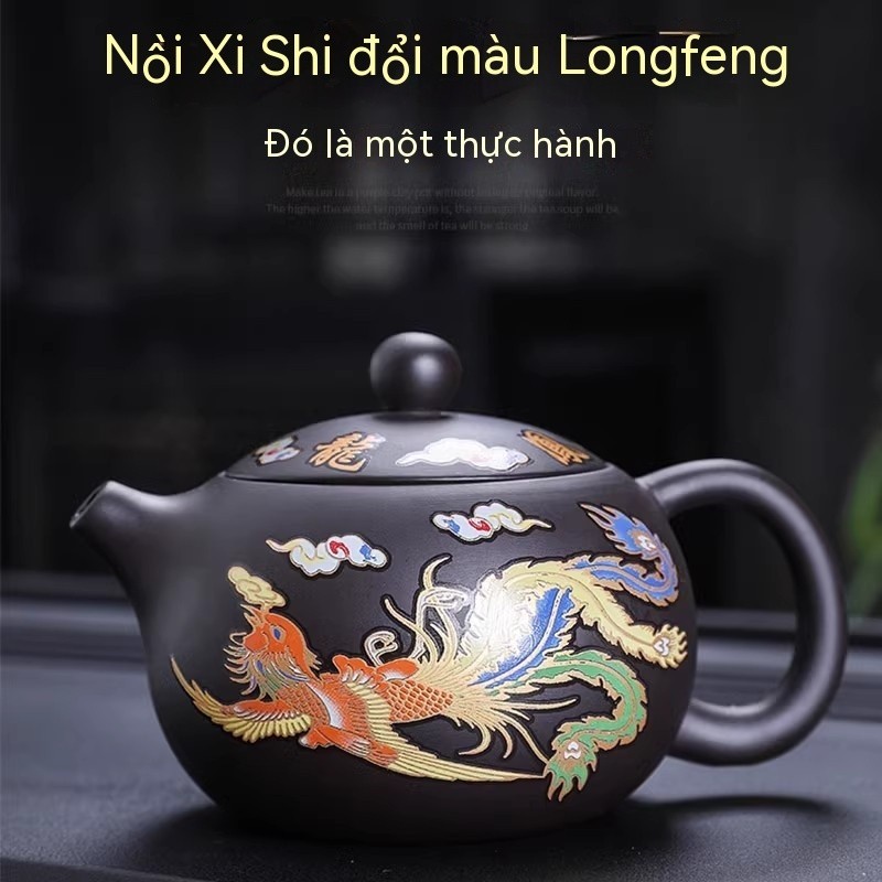 Ấm trà Phong Minh thủ công ấm đơn gốm sứ dụng cụ trà gia dụng bộ hộp quà ấm Xi Shi ấm tử sa ấm pha trà đổi màu