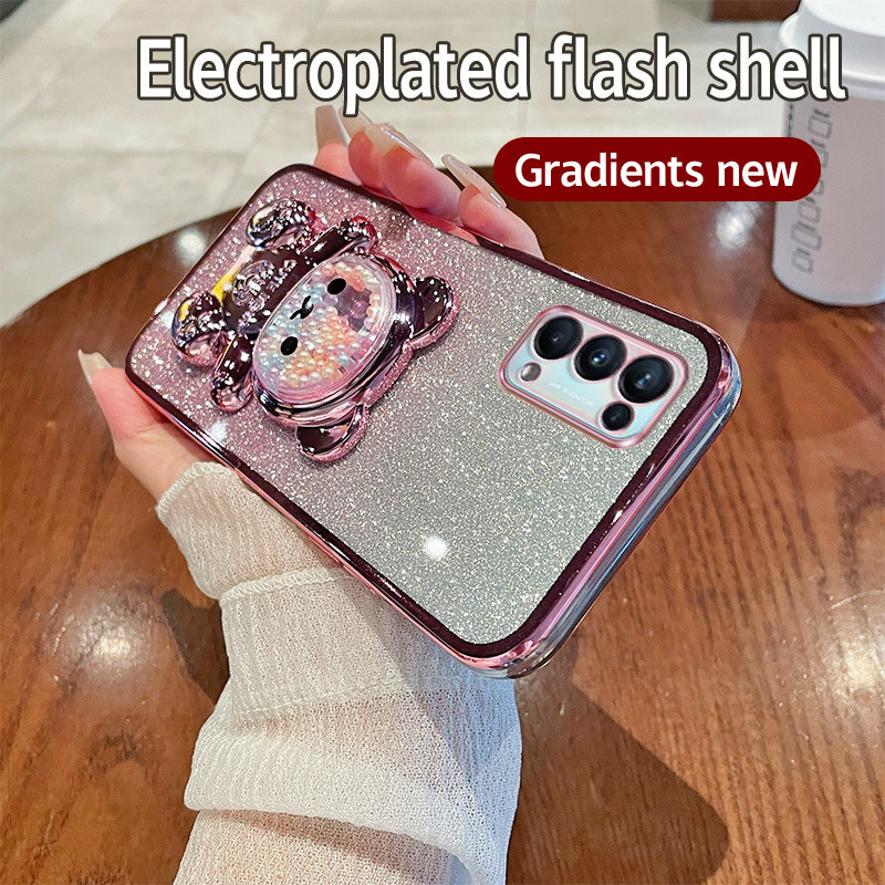 Dành Cho OPPO Reno 5 4G 5G Ốp Lưng TPU Mạ Điện Chống Sốc Hoạt Hình Gấu Vỏ Điện Thoại Cho OPPO Reno 5