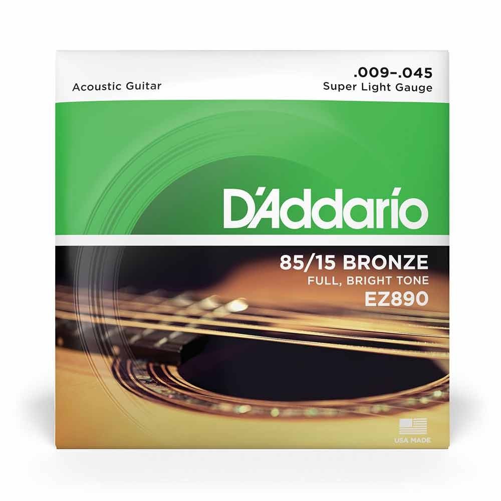 DAddario EZ890 Guitar Strings — 1Set, Super Light Bronze Strings, Acoustic Guitar Replacement