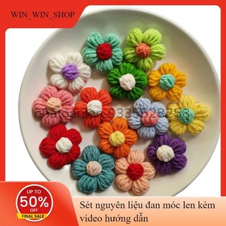 Hoa làm ghim, pin cài áo, balo hình hoa len handmade