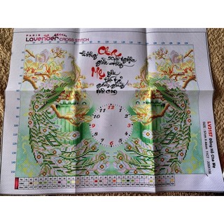Tranh thêu chữ thập 3d đồng hồ cha mẹ lv3157 88939