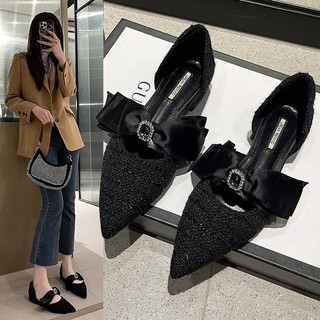 Giày nữ mũi nhọn mũi nhọn nơ rỗng